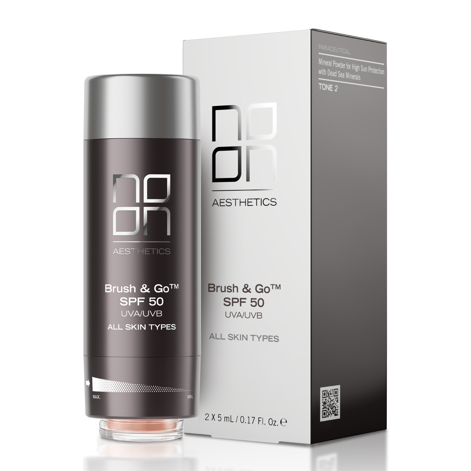 NOON BRUSH&GO MINERAL SUN PROTECTION POWDER SPF 50 VISŲ TIPŲ ODAI (Tone 01), 2x5 g